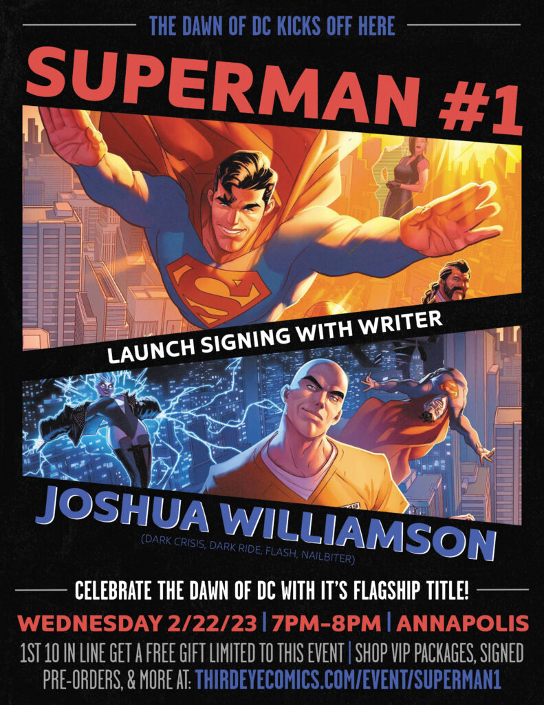 Superman #1 launch signing flyer