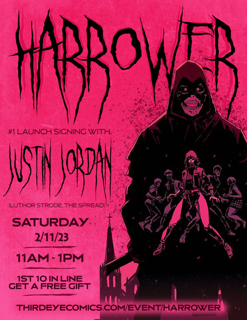 Harrower #1 Launch Signing with Justin Jordan Flyer