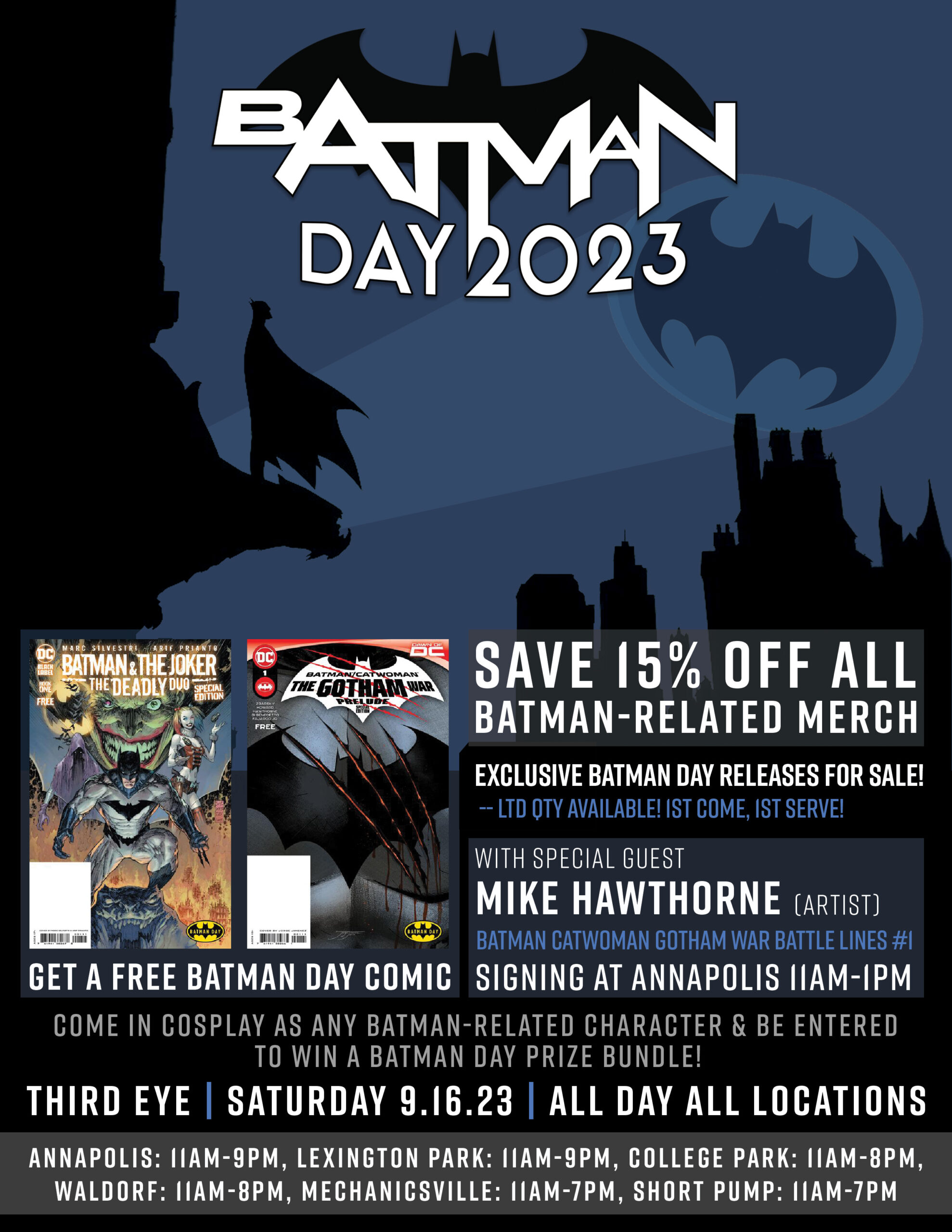SAT 9/16/23 BATMAN DAY 2023 AT THIRD EYE Third Eye Comics & Hobbies